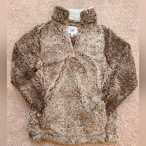 The Victoria Sherpa Nordic Fleece Pullover XS Brown with Pockets